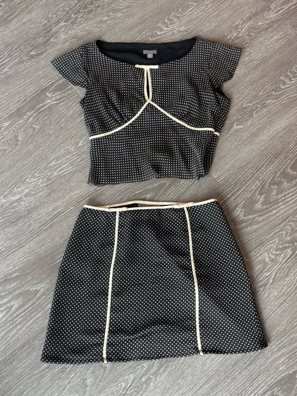 Vintage silk polka dot mini skirt matching set